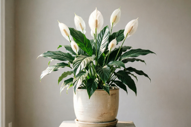 Для пышного цветения спатифиллуму – обязательно: 2 пакетика в горшок – и "женское счастье" радует белыми парусами