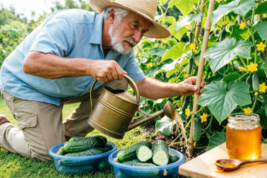 2 чайные ложки в лейку —  и огурцам под корень: хрустят без горечи и листья изумрудные до самых заморозков