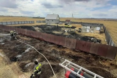Место пожара пресс-службы ГУ МЧС по Забайкалью