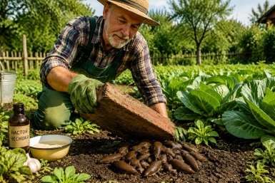 1 кирпич и старый кефир - слизни сами полезут в ловушку. Дед Федор научил, как очистить грядки без химии