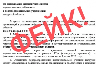 Поддельное постановление губернатора пугает оптимизацией в школах министерство образования и науки Амурской области