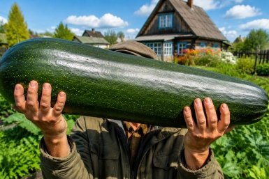 В прохладное лето кабачкам обязательно: делаю подкормку по 1 рецепту и забываю о пересадках — кусты мощные, плоды вёдрами