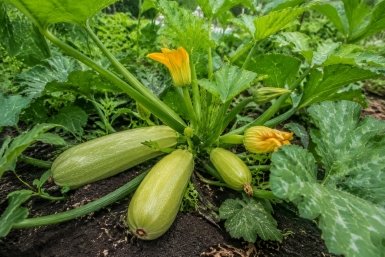 Кабачки на грядке Сгенерировано ИИ