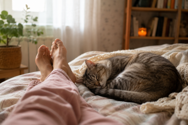 Почему кошка спит именно в ногах хозяина: 3 скрытые причины, о которых молчат ветеринары Создано при помощи ИИ
