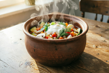 Овощное рагу с грибами в глиняном горшочке: сливочный вкус и эффект томления
