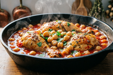 20 минут тушения - на столе сочная курица с нутом в томатном соусе. Идеальный сытный ужин