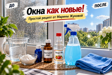Три капли синьки, крахмал и уксус со спиртом: сбрызнула и отмыла окна без разводов