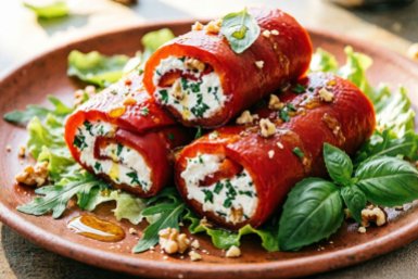 Рулетики из запеченного перца с сыром и орехами: праздник или легкий ужин - решать вам