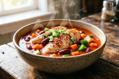 Томатный суп с курицей и фасолью: рецепт для занятых дней