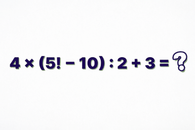 Сколько будет 4 × (5! − 10) : 2 + 3: математическая головоломка с необычным знаком