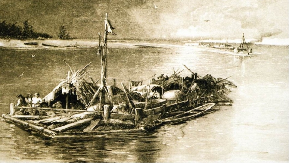 Сплав по Амуру. С гравюры XIX в.