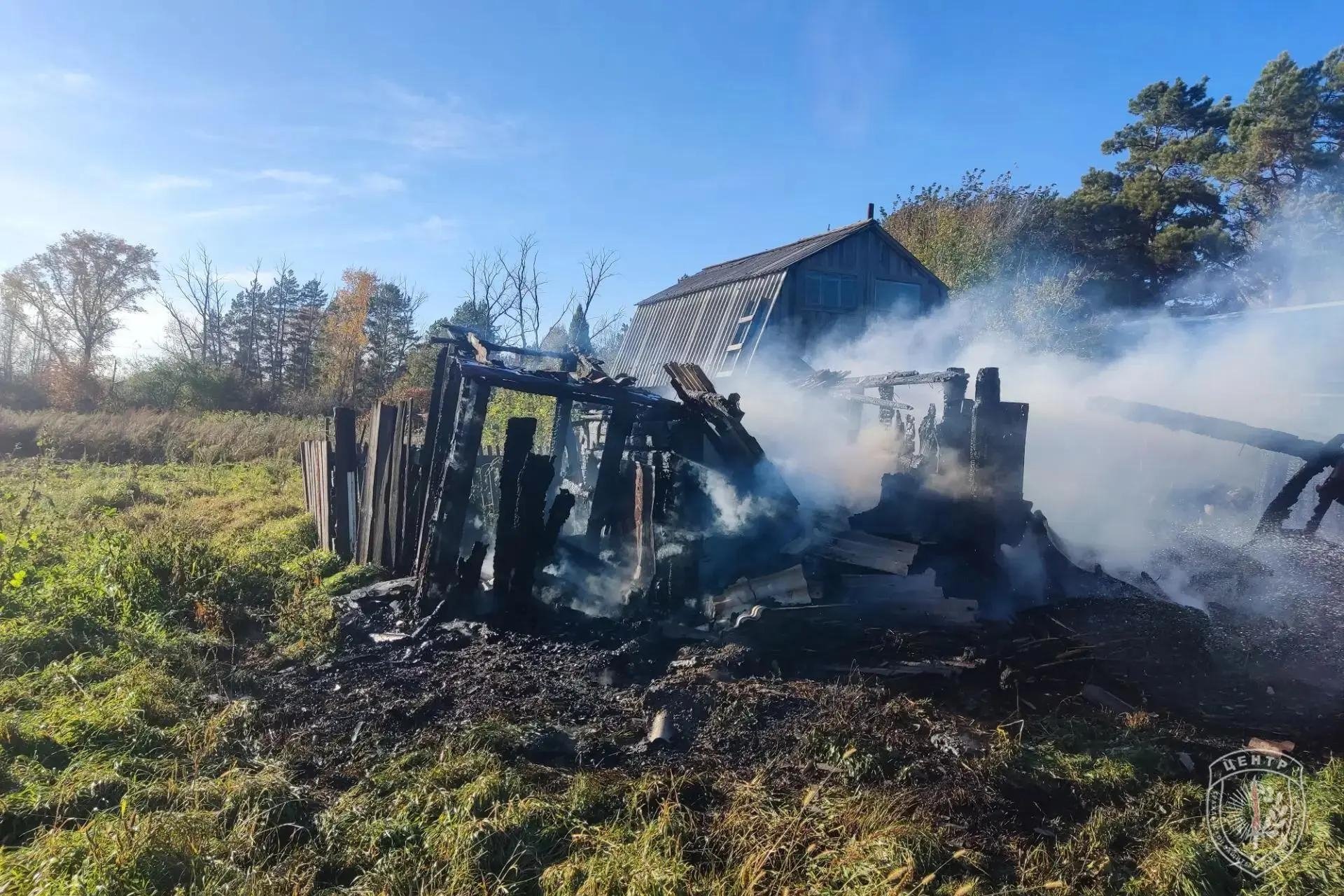 Растопили печь — загорелась хозпостройка: пожар в Крещеновке Амурский центр ГЗ и ПБ